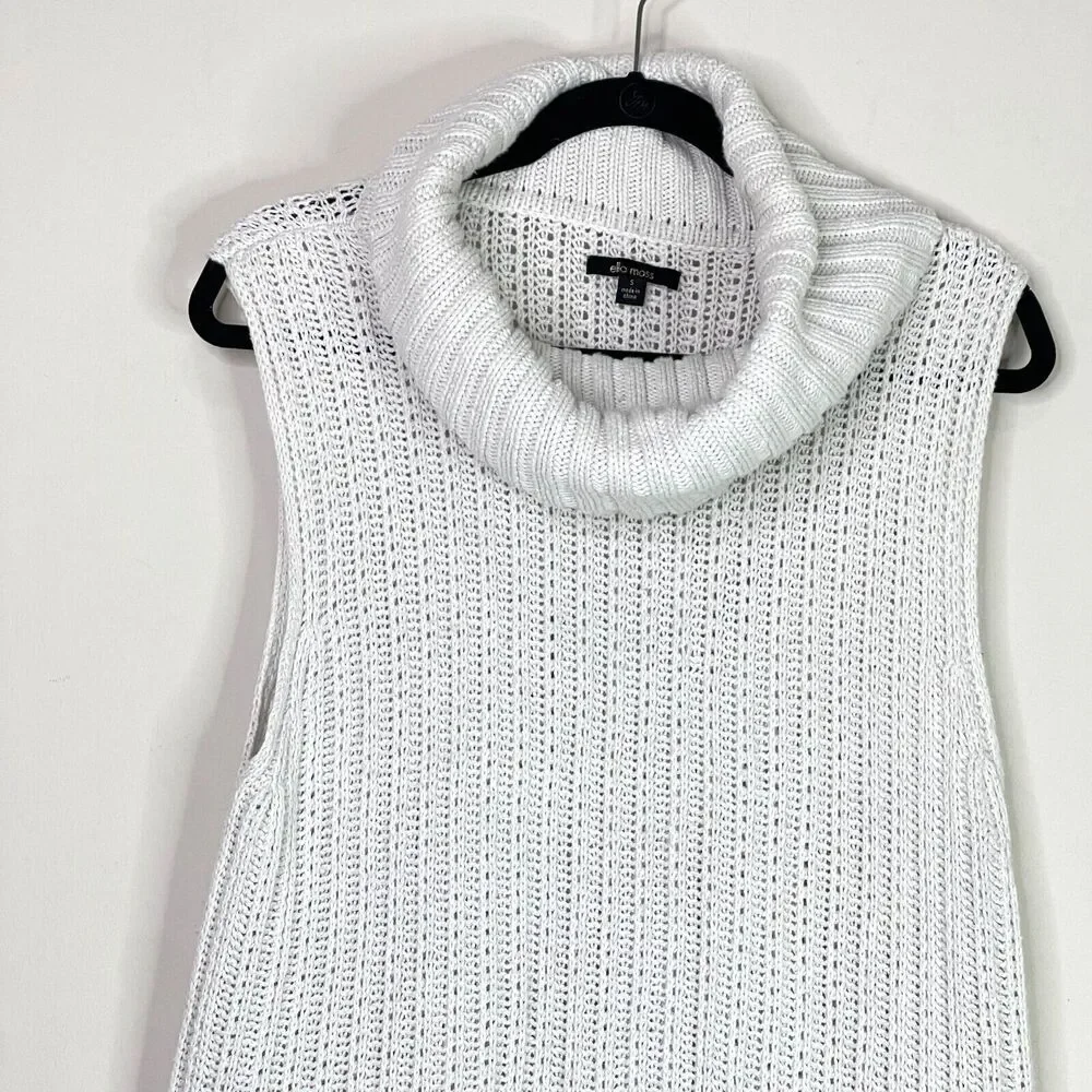 Ella Moss White Sleeveless Cowl Neck Sweater